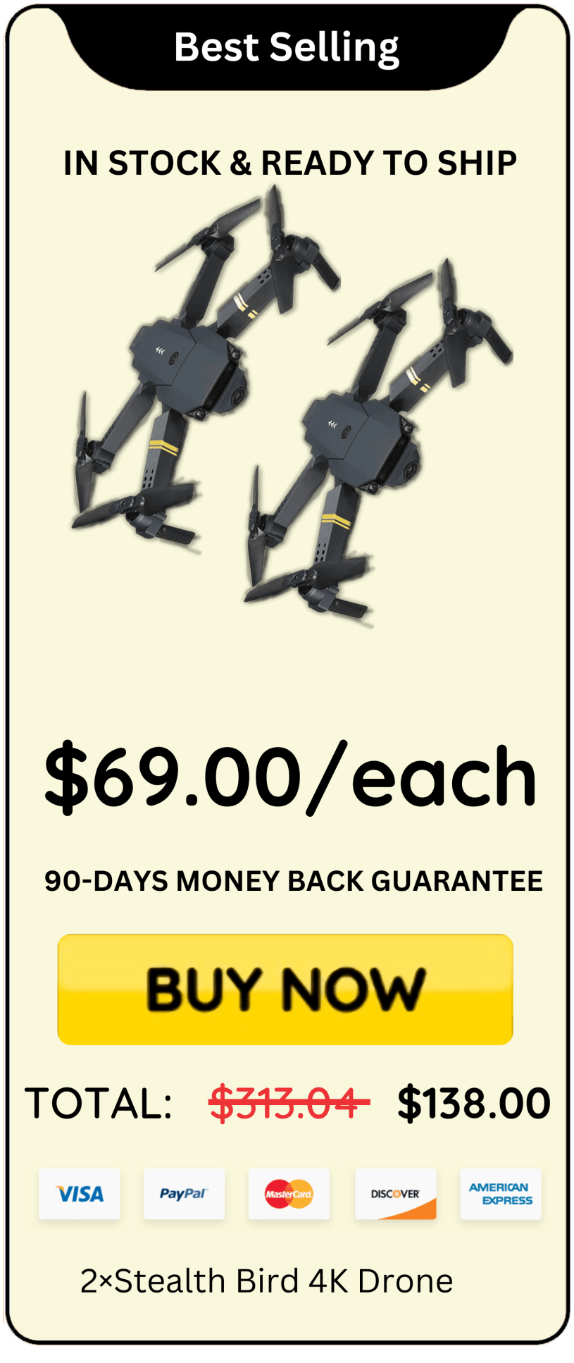 Stealth Bird 4K Drone offer price 