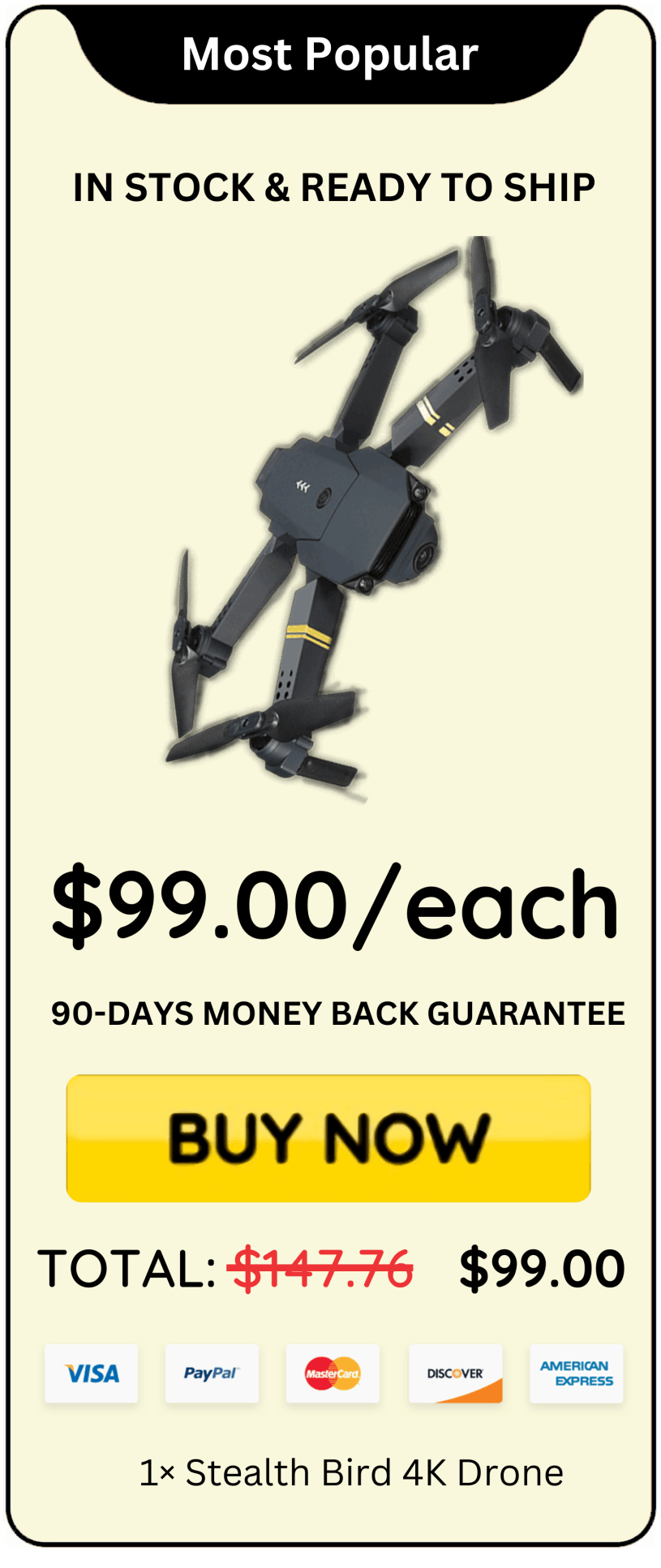Stealth Bird 4K Drone offer price 